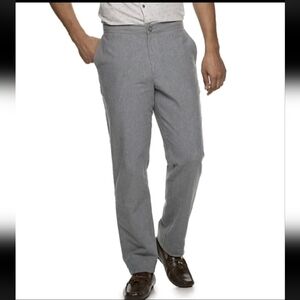 Marc Anthony Pants Mens Sz L Grey Elastic Back Linen Blend Slim Fit Pants